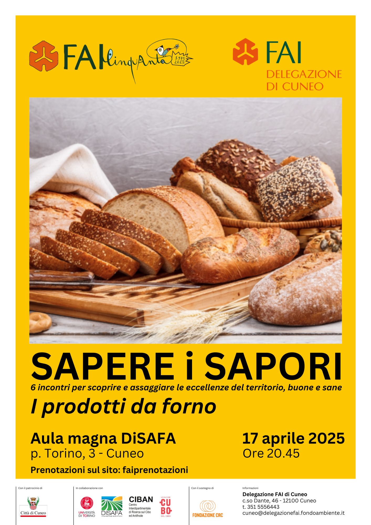 SAPERE I SAPORI: i prodotti da forno: 6 incontri per scoprire e assaggiare insieme le eccellenze del territorio, buone e sane