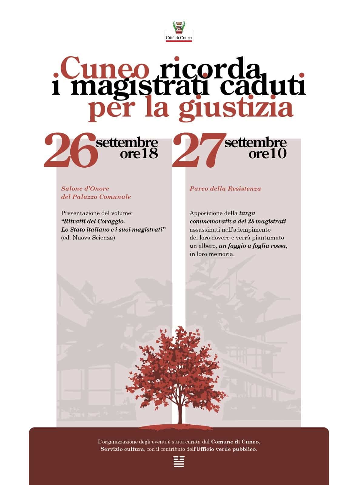 Cuneo ricorda i magistrati caduti per la giustizia: due eventi di memoria e impegno civile