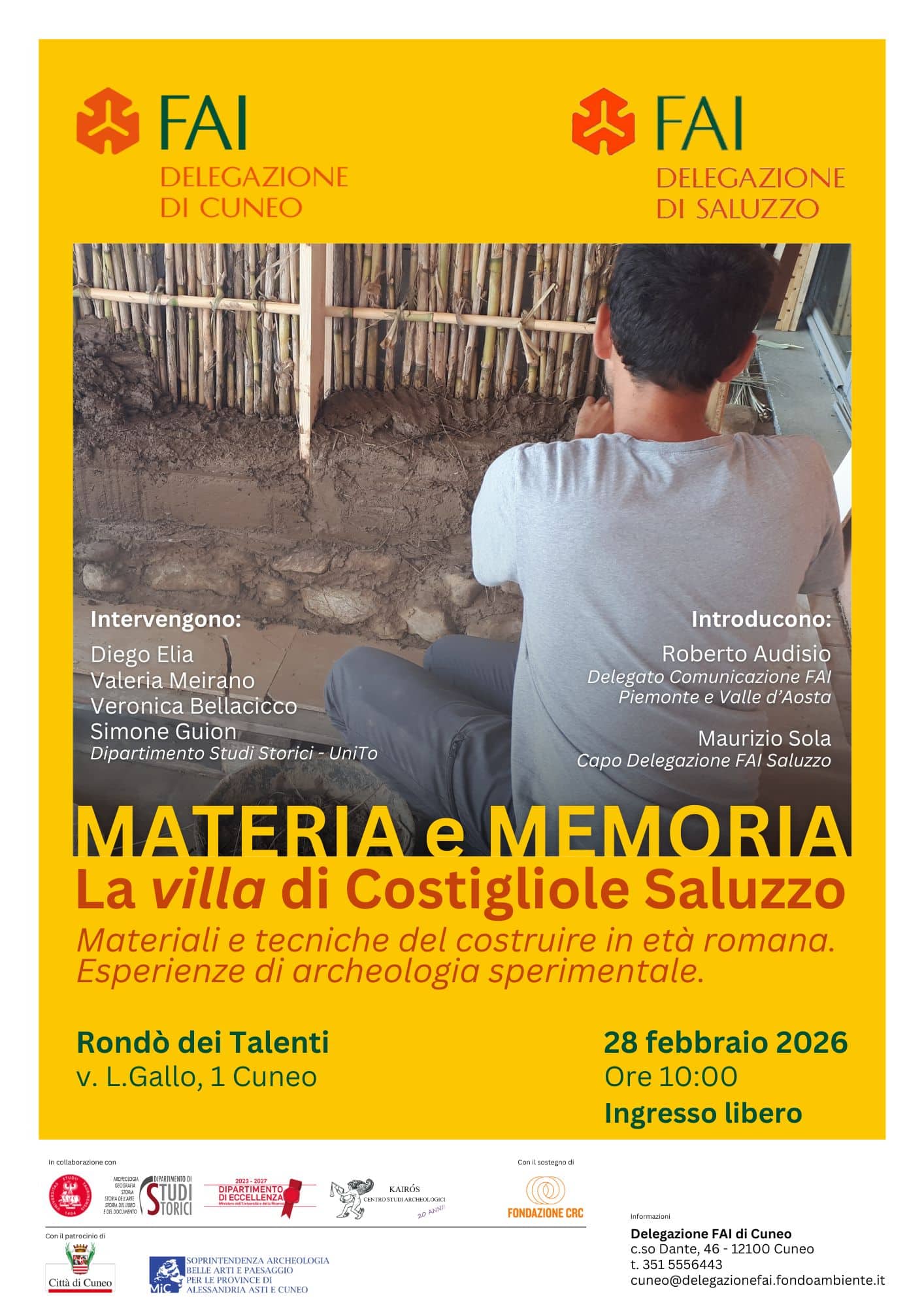 MATERIA E MEMORIA La villa di Costigliole Saluzzo: materiali e tecniche del costruire in età romana. Esperienze di archeologia sperimentale - Convegno