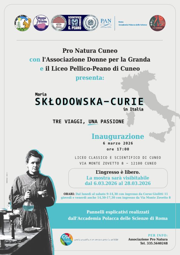 Maria Skłodowska Curie in Italien