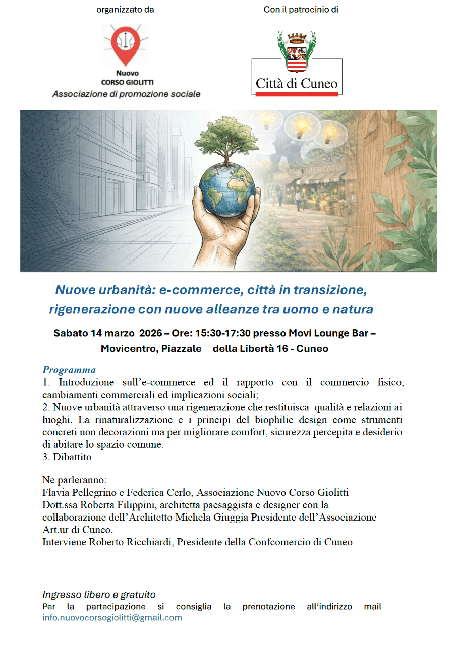 “Nuove urbanità: e-commerce, città in transizione, rigenerazione con nuove alleanze tra uomo e natura" “Nuove urbanità: e-commerce, città in transizione, rigenerazione con nuove alleanze tra uomo e natura"