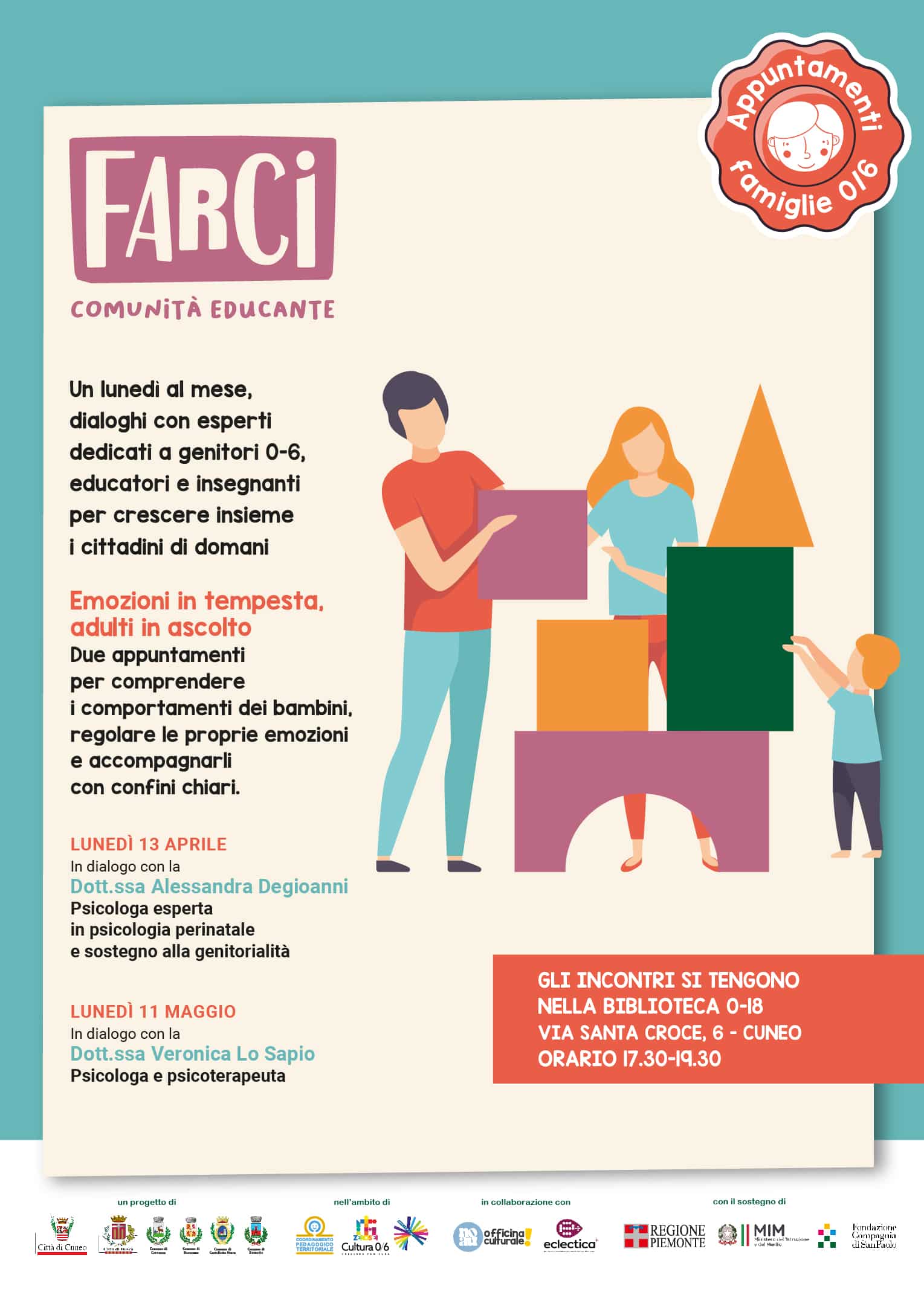 “emozioni in tempesta, adulti in ascolto”: prosegue la rassegna “farci comunità educante” con incontri per educatori e genitori 0-6