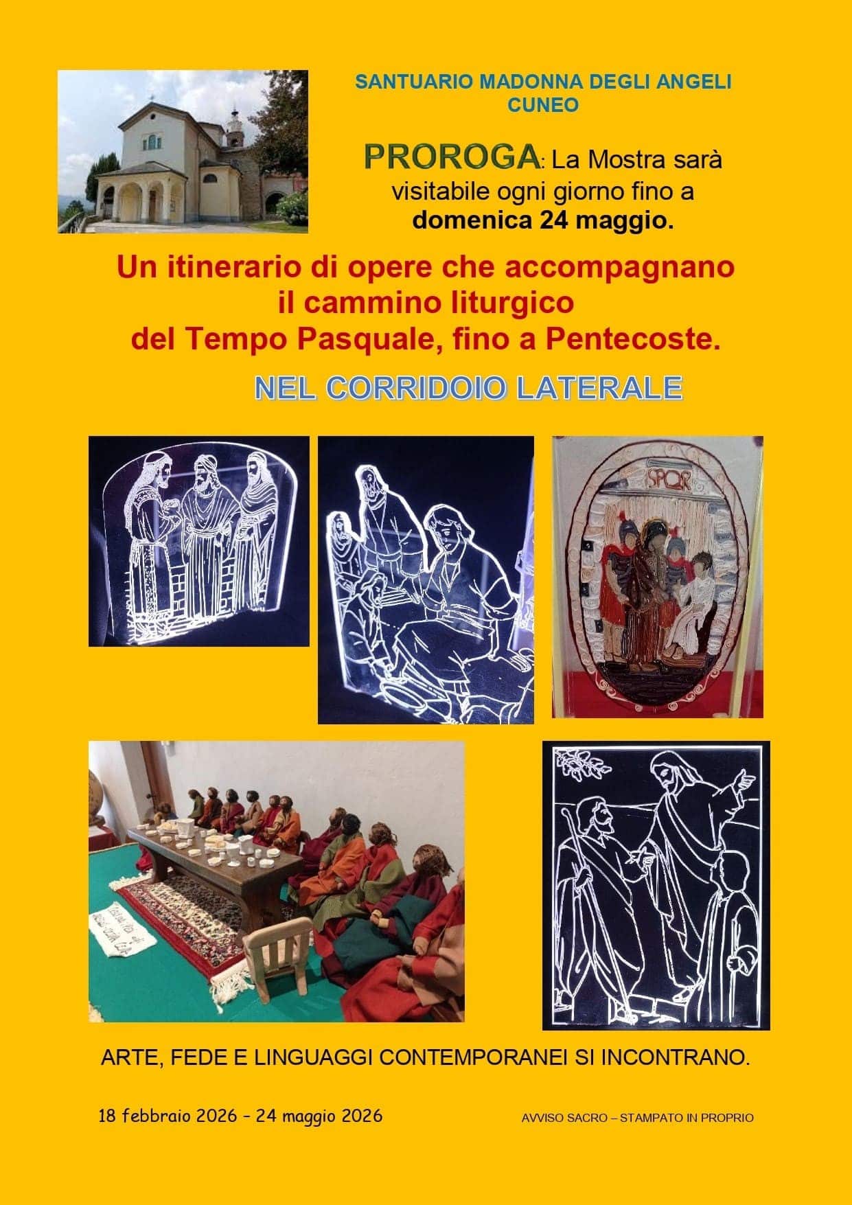 CUNEO - Extension de l'exposition d'art sacré et du chemin de croix au sanctuaire des anges