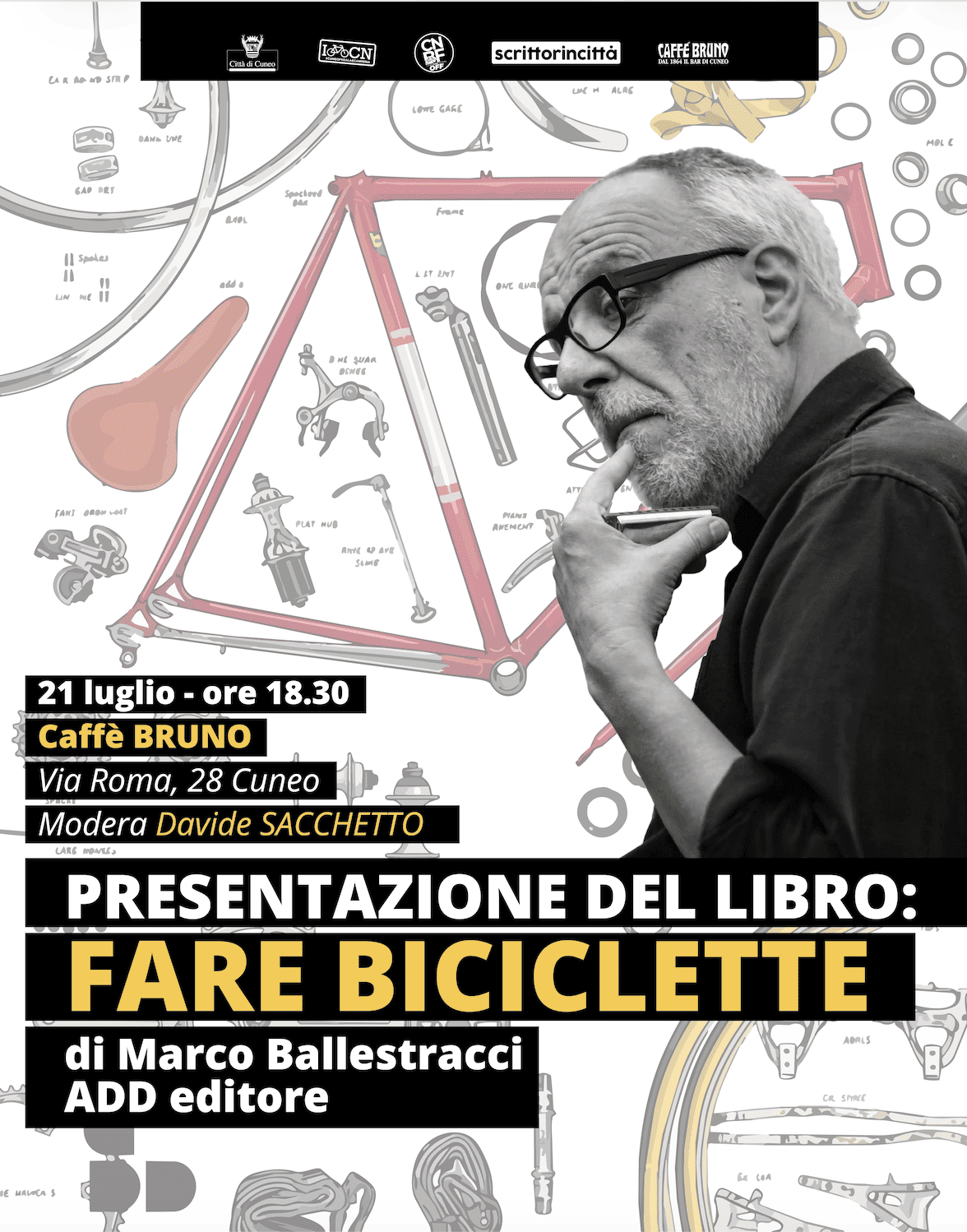 Le festival du vélo de Cuneo est annulé. Marco Ballestracci présente « La fabrication des vélos : histoires d’inventeurs et de grandes entreprises »